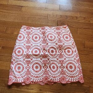 Ann Taylor Crochet Orange / White Women's Lined Skirt 8P